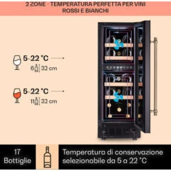 Klarstein Vinovilla 17 Built-In Duo Vilhelmine Edition - Frigorifero Per Vini, 17 Bottiglie, 3 Colori, Sportello In Vetro 9 Klarstein Vinovilla 17 Built-In Duo Vilhelmine Edition - Frigorifero Per Vini, 17 Bottiglie, 3 Colori, Sportello In Vetro -Negozio Di Elettrodomestici 97203176 3