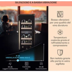 Klarstein Vinovilla 17 Built-In Duo Vilhelmine Edition - Frigorifero Per Vini, 17 Bottiglie, 3 Colori, Sportello In Vetro 10 Klarstein Vinovilla 17 Built-In Duo Vilhelmine Edition - Frigorifero Per Vini, 17 Bottiglie, 3 Colori, Sportello In Vetro -Negozio Di Elettrodomestici 97203176 4