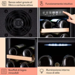 Klarstein Vinovilla 17 Built-In Duo Vilhelmine Edition - Frigorifero Per Vini, 17 Bottiglie, 3 Colori, Sportello In Vetro 11 Klarstein Vinovilla 17 Built-In Duo Vilhelmine Edition - Frigorifero Per Vini, 17 Bottiglie, 3 Colori, Sportello In Vetro -Negozio Di Elettrodomestici 97203176 5