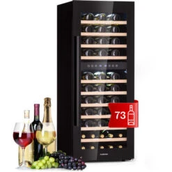 Klarstein Barossa 73 Duo - Frigorifero Per Vini, 2 Zone, 192 Litri, 73 Bottiglie, Display Touch