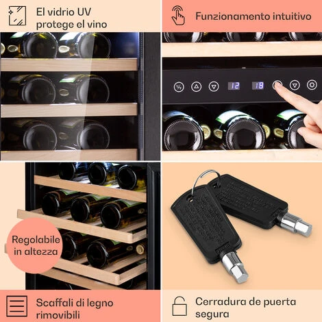 Klarstein Barossa 73 Duo - Frigorifero Per Vini, 2 Zone, 192 Litri, 73 Bottiglie, Display Touch 7 Klarstein Barossa 73 Duo - Frigorifero Per Vini, 2 Zone, 192 Litri, 73 Bottiglie, Display Touch - immagine 5