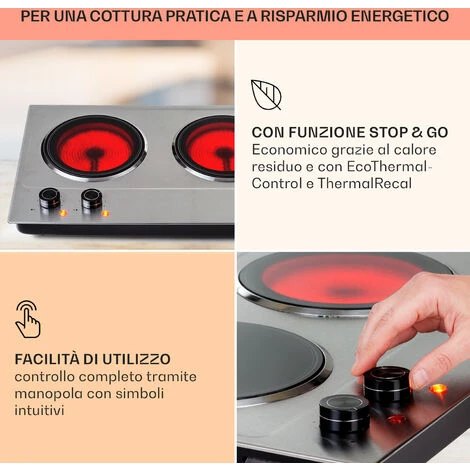 Klarstein Ramsey Piano Cottura Doppio, 2400W, 11 Livelli Di Potenza, Vetroceramica 6 Klarstein Ramsey Piano Cottura Doppio, 2400W, 11 Livelli Di Potenza, Vetroceramica - immagine 4