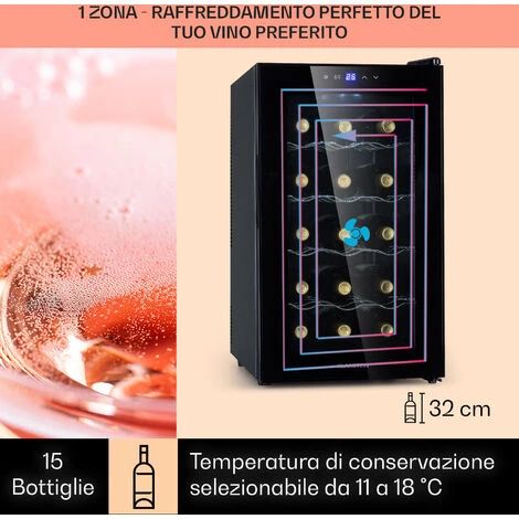 Klarstein Barolo 15 Uno - Frigorifero Per Vini, 48 L, 15 Bottiglie, 11-18 °C, SingleZone 5 Klarstein Barolo 15 Uno - Frigorifero Per Vini, 48 L, 15 Bottiglie, 11-18 °C, SingleZone - immagine 3