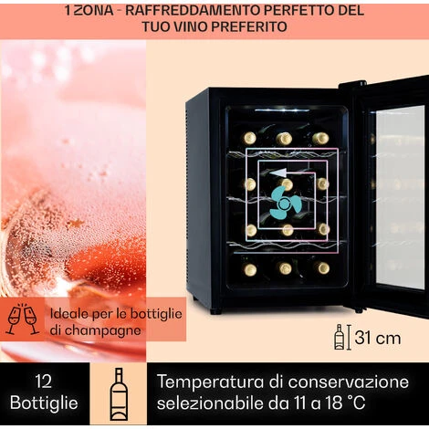Klarstein Barolo 12 Uno - Frigorifero Per Vini, 37 L, 12 Bottiglie, 11-18 °C, SingleZone 5 Klarstein Barolo 12 Uno - Frigorifero Per Vini, 37 L, 12 Bottiglie, 11-18 °C, SingleZone - immagine 3
